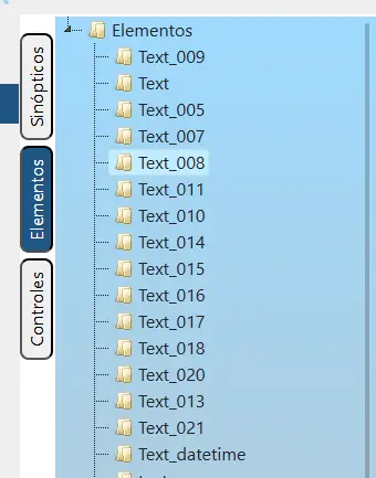 Graphic elements list in editor side panel